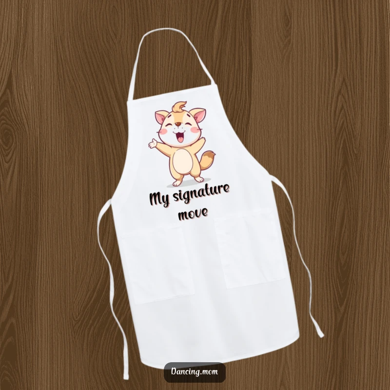 Funny Apron: A delighted animal character proudly posing after a spin, bringing joy to the kitchen.