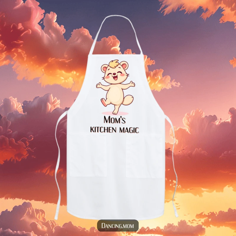 Funny Dancing Mom Apron: A smiling mom animal taps her feet, ready to help in the kitchen with a side of hilarious maternal energy.
