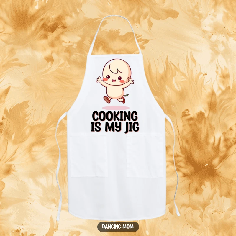 Funny Kawaii Dancer Apron: Adorable character doing a silly jig with stomping feet, great for a funny gift.
