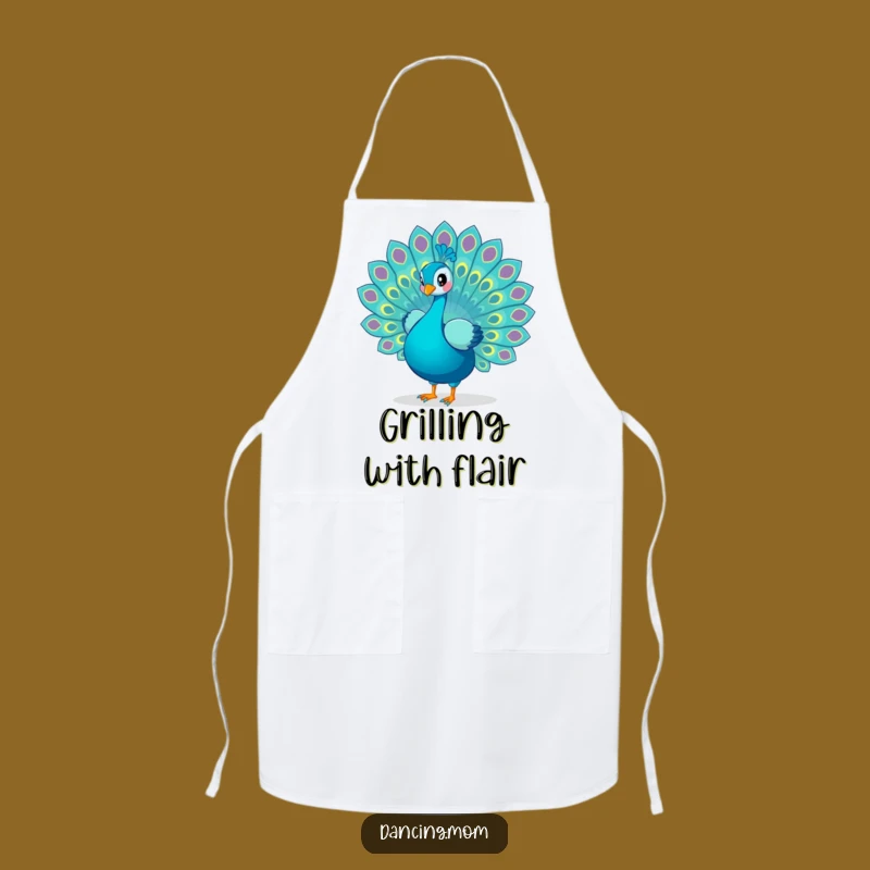 Funny Peacock Apron: Dancing Display Kitchen Wear, Vibrant Chef Funny Gift