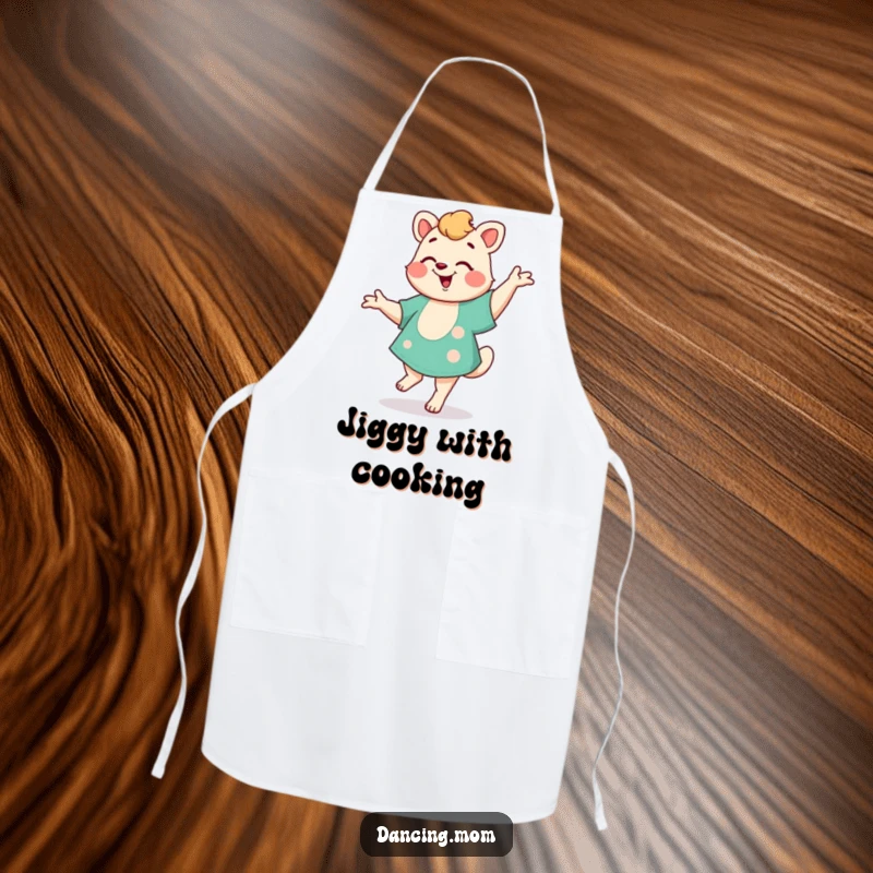 Funny Mom Jig Apron: A dancing mom animal performs a happy jig, ready to help in the kitchen with a side of hilarious maternal celebration.