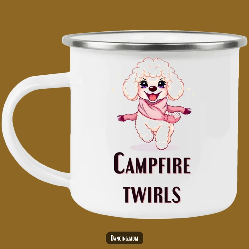 Funny Poodle Twirl Camping Mug: Adventure with a Dazzling Dog