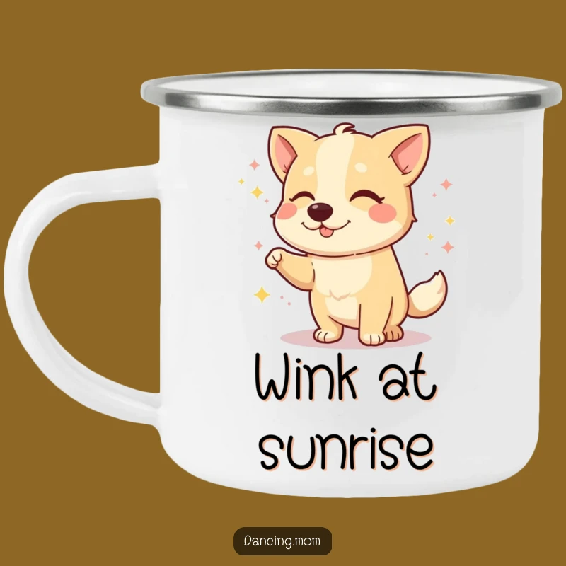 Funny Dog Wink Camping Mug: Enjoy Drinks with Playful Canine Charm