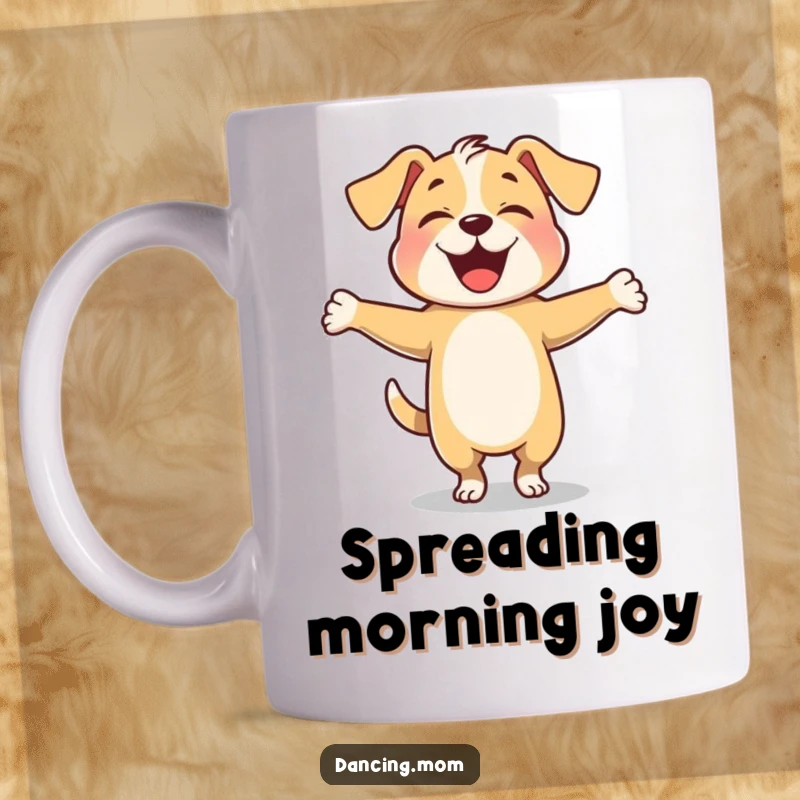 Funny dog joyfully twirling with arms outstretched, radiating pure happiness and energy.
