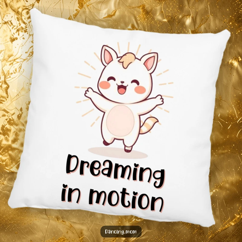 Funny Kawaii Dancer Pillow: An energetic Kawaii animal dances with a bouncy bounce, radiating happiness and comfort.