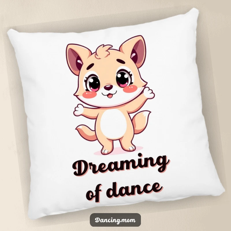 Funny Pillow: Happy animal character with wide eyes, captured mid-dance pose, adding dramatic flair to any cushion.
