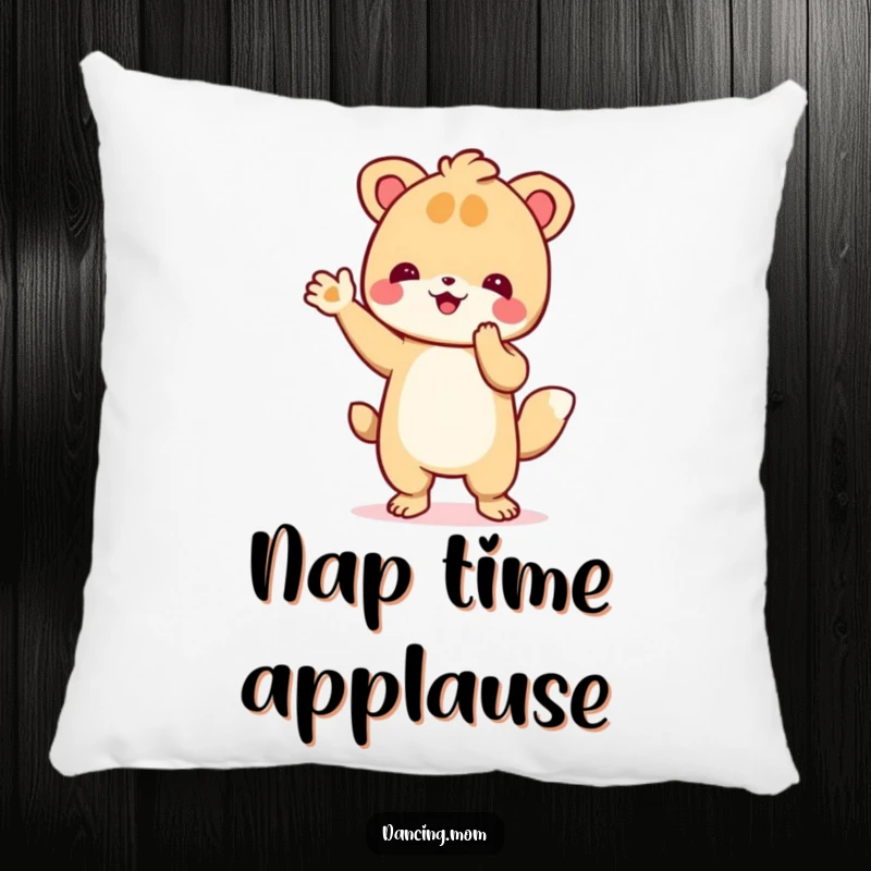 Funny pillow depicting an animal enthusiastically clapping its paws, adding a comfortable and encouraging touch.