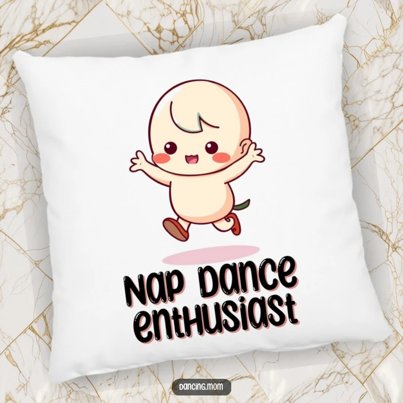 Funny Kawaii Dancer Pillow: Cute character doing a silly jig with stomping feet, a cuddly and funny gift.