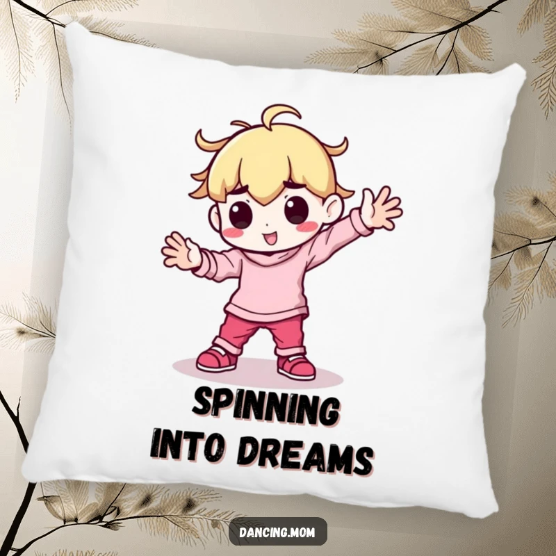 Funny Kawaii Dancer Pillow: Adorable character breakdancing with arms planted firmly, a cool and comfy funny gift.