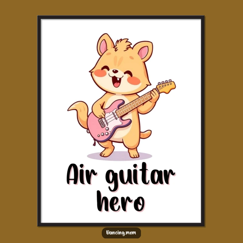 Funny Kawaii Air Guitar Digital Art A Hilarious Printable for Rocking Decor