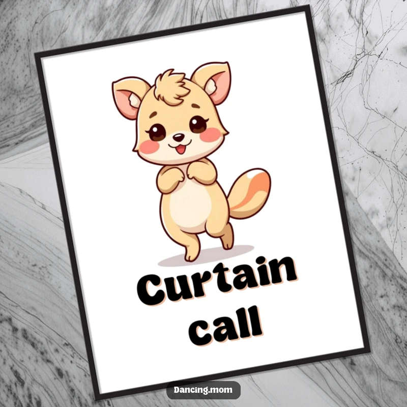 Funny digital art print of an animal gracefully bowing with a flourish, perfect for adding an elegant touch.