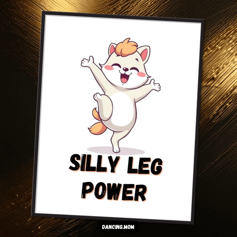 Funny dancing mom animal digital art, captured in a silly kick pose, ready to bring instant humor and playful energy.
