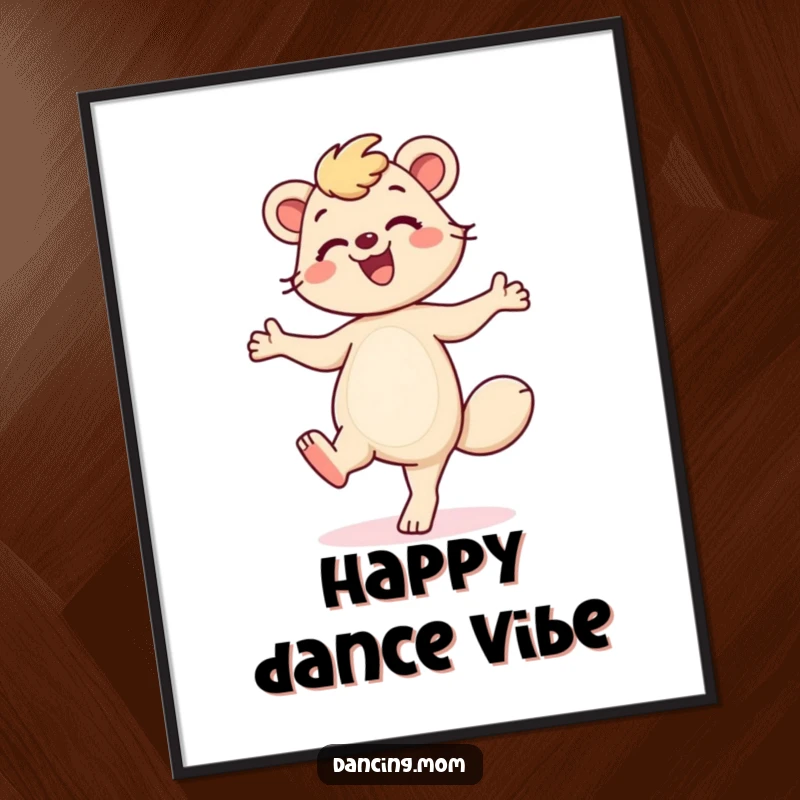 Funny Dancing Mom Digital Art Print: A smiling mom animal taps her feet, offering instant whimsical humor and maternal dance joy for decor.
