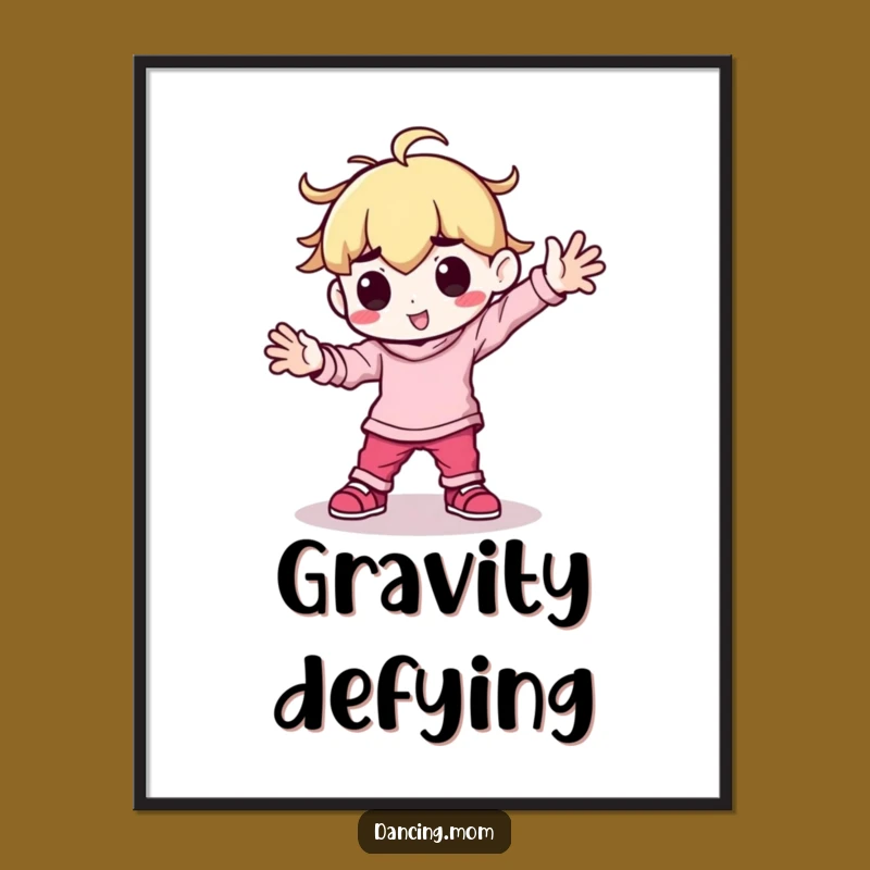 Funny Kawaii Dancer Digital Art: Breakdancing Power Move - Instant Dynamic Decor