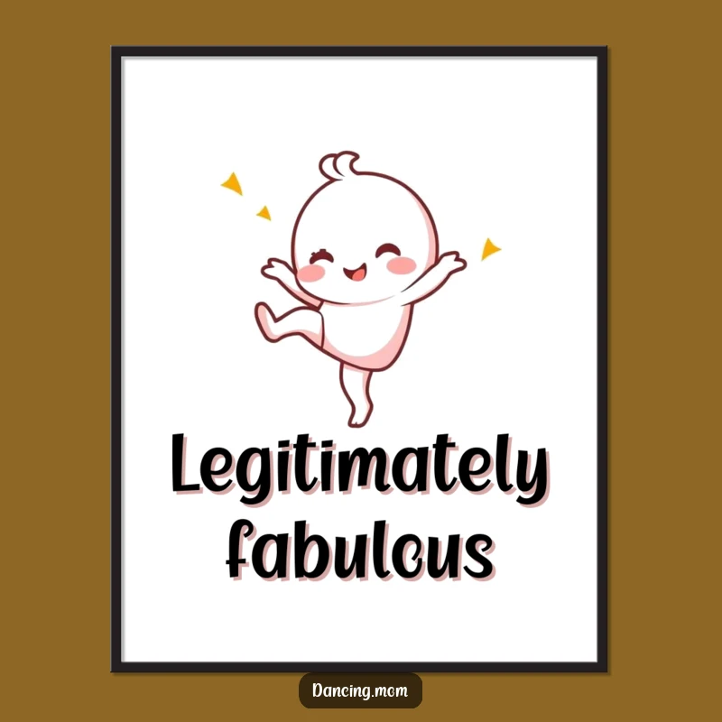 Funny Kawaii Dancer Digital Art: Playful Wink, Instant Download Gift