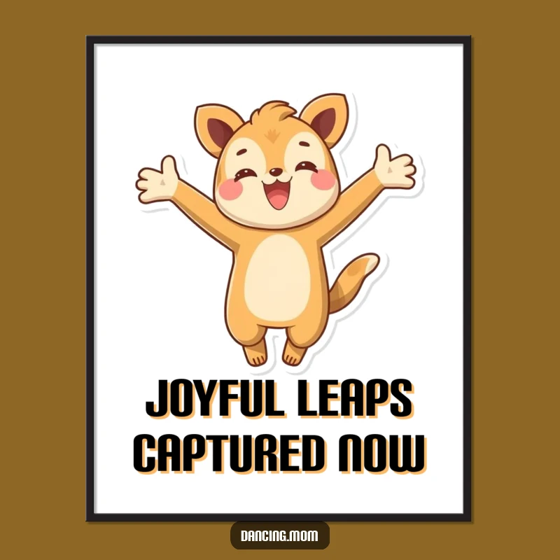 Funny Leaping Animal Digital Print: Energetic Joyful Character Art - Instant Funny Gift