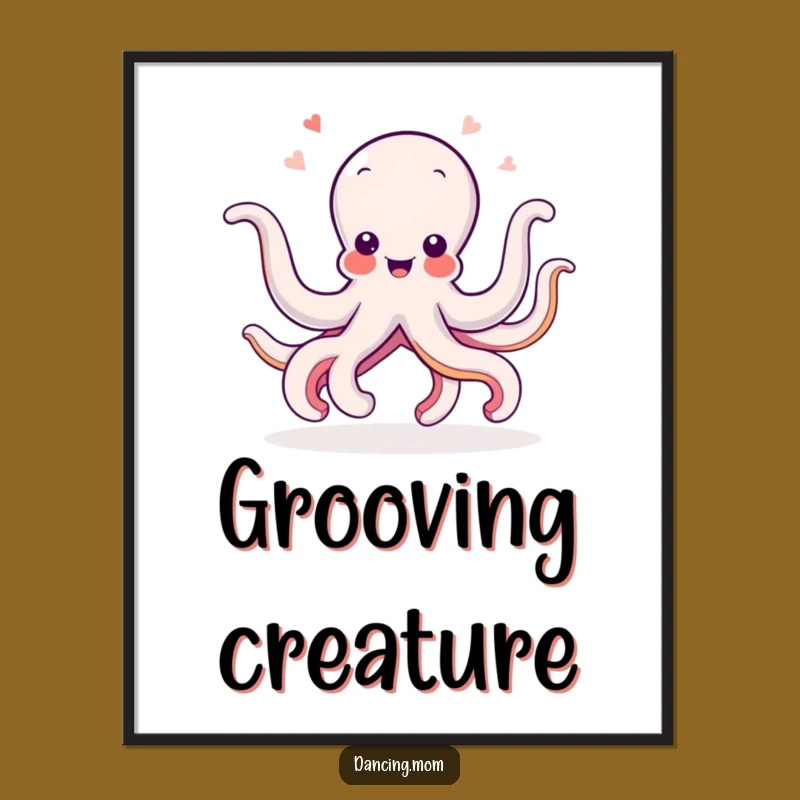 Funny Octopus Dancing Digital Art: Wiggling Arms Printable Wall Decor, Funny Gift