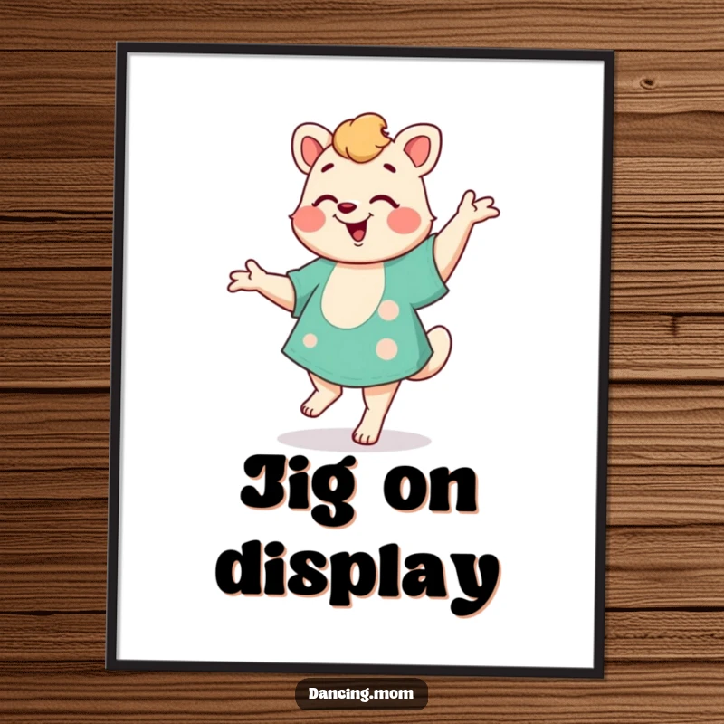 Funny Mom Jig Digital Art Print: A dancing mom animal performs a happy jig, offering instant whimsical humor and maternal celebration for decor.