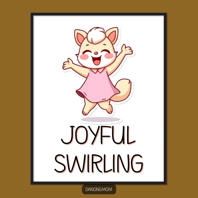 Funny Dancing Mom Animal Digital Print - Joyful Twirling Wall Decor Gift