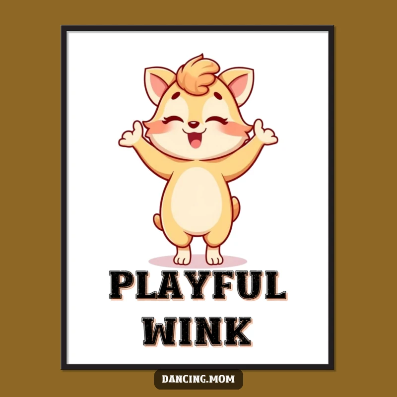 Funny Dancing Mom Animal Wink Digital Print - Playful Pose Wall Art Gift
