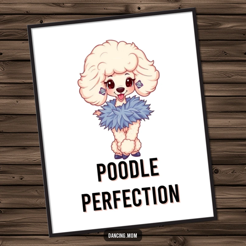 Funny digital art print of a sophisticated poodle with sparkly earrings and a boa, for glamorous wall decor.