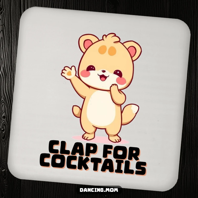 Funny coasters depicting an animal enthusiastically clapping its paws, adding a positive and protective touch.