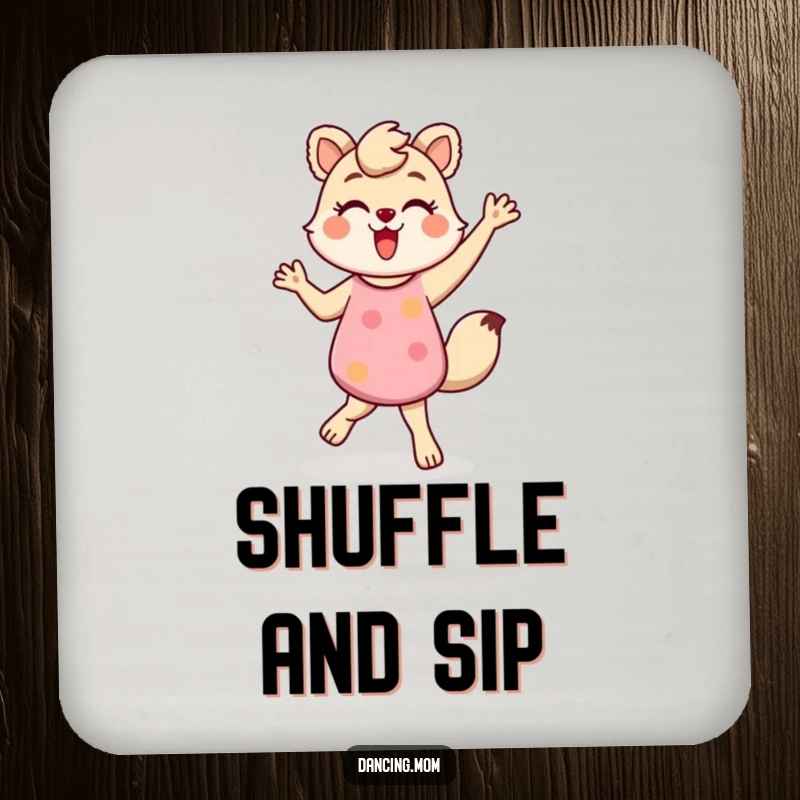 Funny coaster set with dancing mom animals doing an energetic shuffle, adding rhythm and fun to any table, a cool funny gift.
