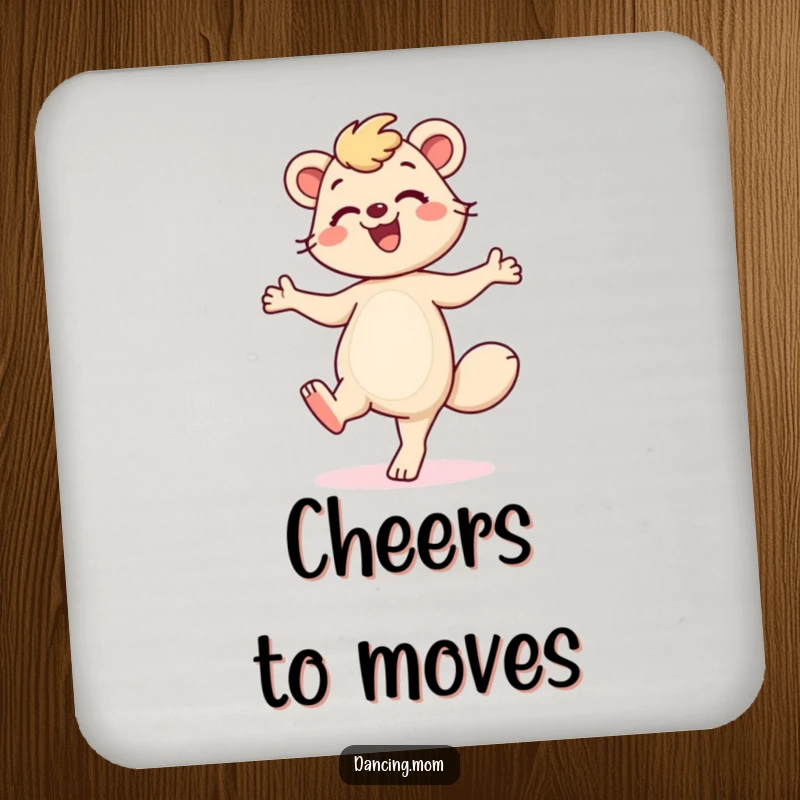 Funny Dancing Mom Coasters: Smiling mom animals tap their feet, protecting surfaces with a dose of whimsical humor and maternal dance charm.