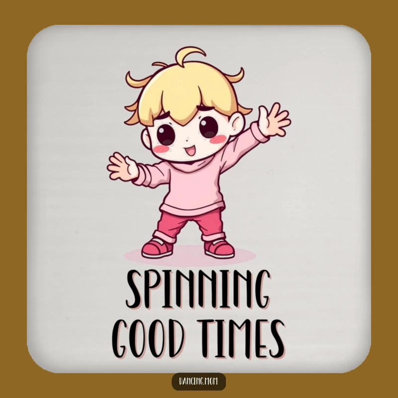 Funny Kawaii Dancer Coaster: Breakdancing Power Move - Protect Surfaces with Flair