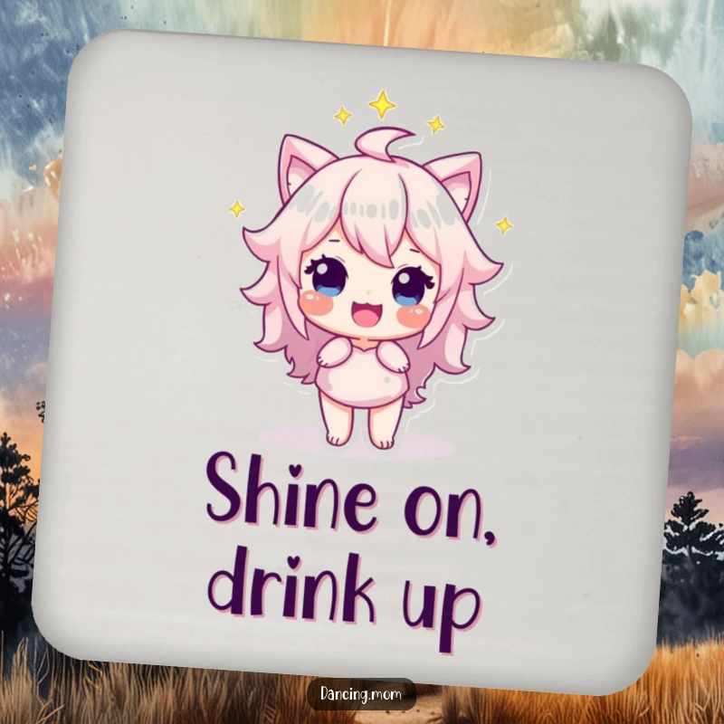 Funny Coaster: Proud character in a spotlight, beaming with confidence, a stylish and funny gift for table protection.