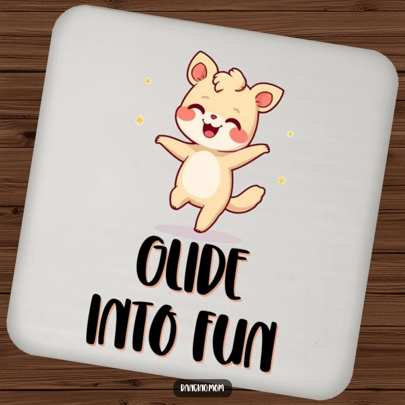 Funny coasters depicting a giggling animal doing the moonwalk, adding a retro and protective touch.