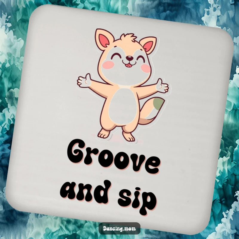 Stylized dancing animal with arms wide, a humorous and protective coaster set for any surface.