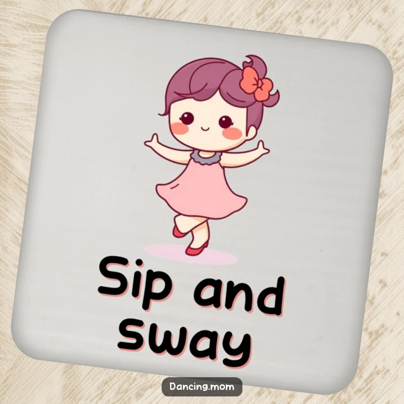 Funny Kawaii Dancer Coaster: Adorable character waltzing softly with a blissful expression, offering elegant protection.