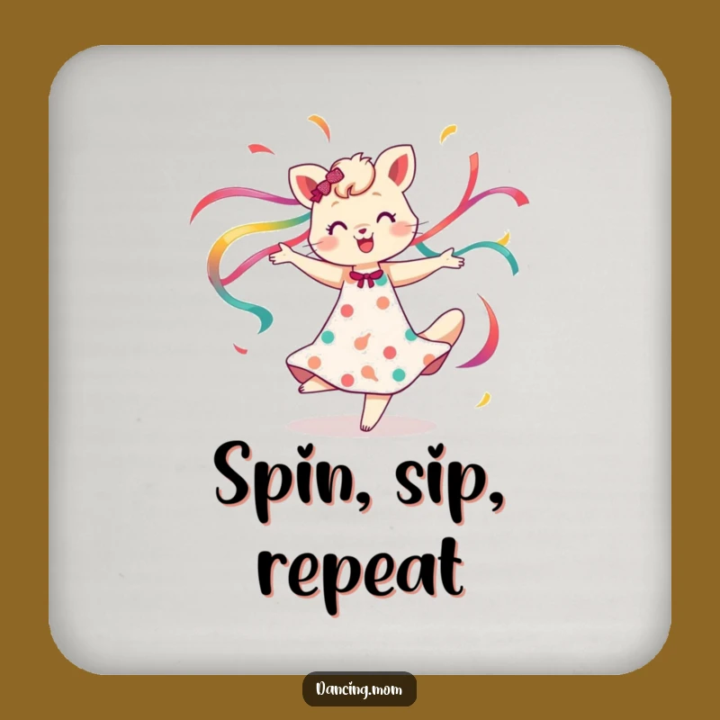 Funny Dancing Mom Animal Spin Coaster Set - Ribbons Flowing Drink Gift