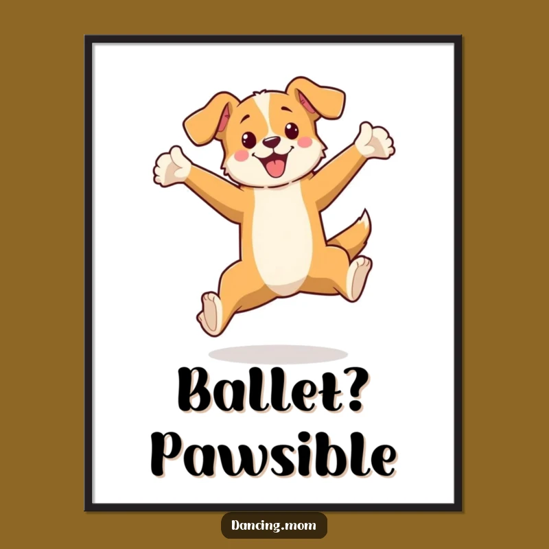 Funny Dog Leaping Poster - Elegant Canine Pose Wall Art Gift