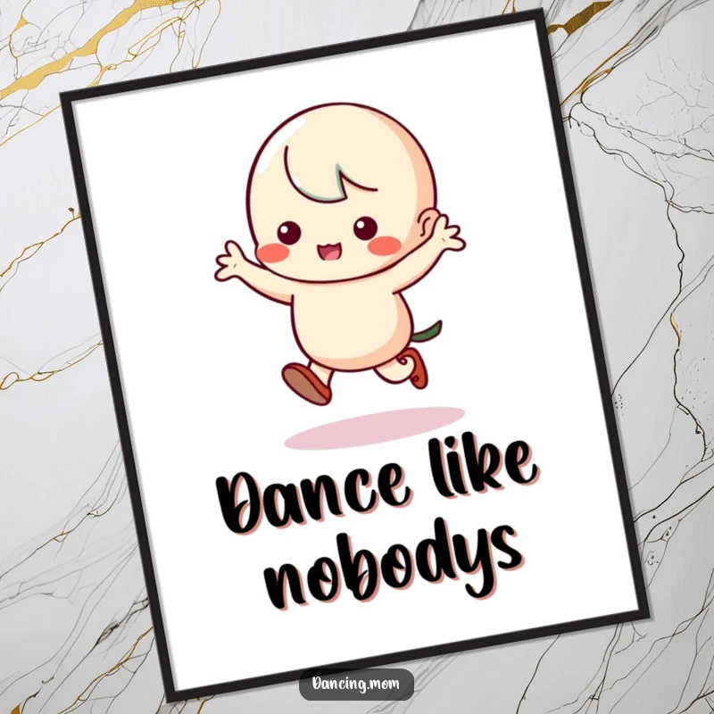 Funny Kawaii Dancer Poster: Adorable character performing a silly jig with stomping feet, adding humor as a funny gift.