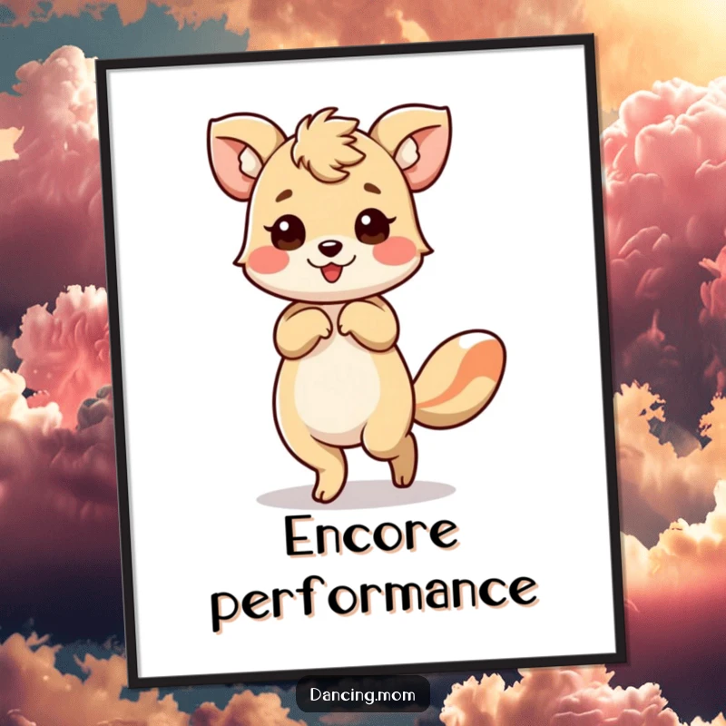 Funny poster of an animal performing a graceful bow with a flourish, ideal for adding elegance and humor.