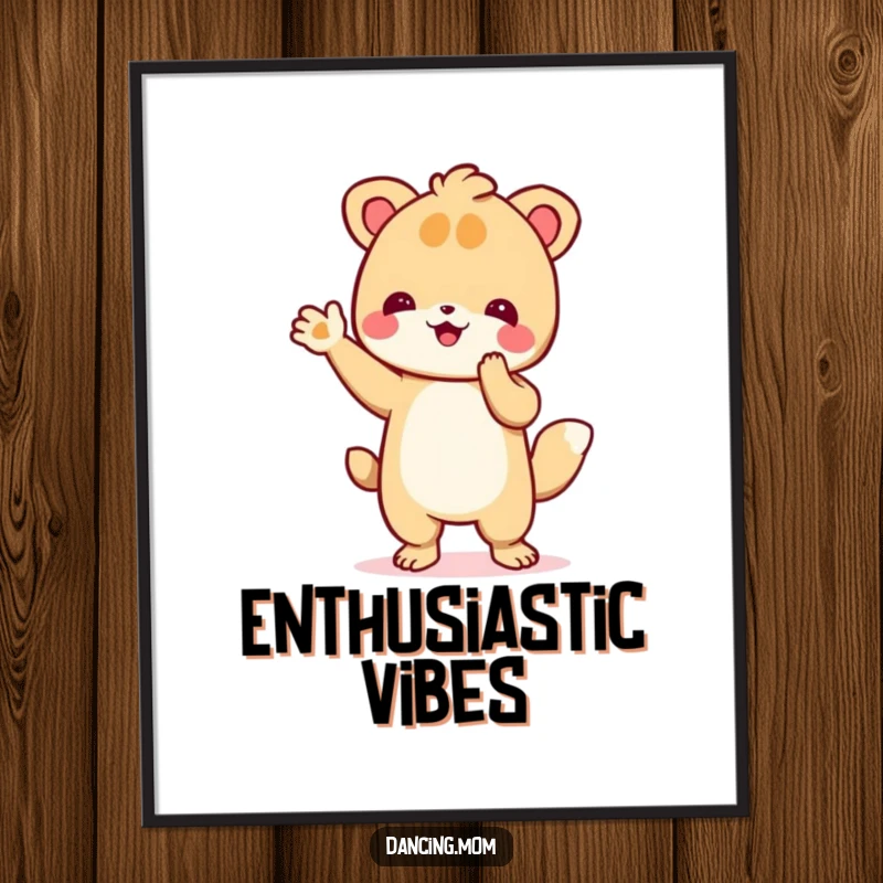 Funny poster of an animal enthusiastically clapping its paws, perfect for adding a motivational and cheerful touch.
