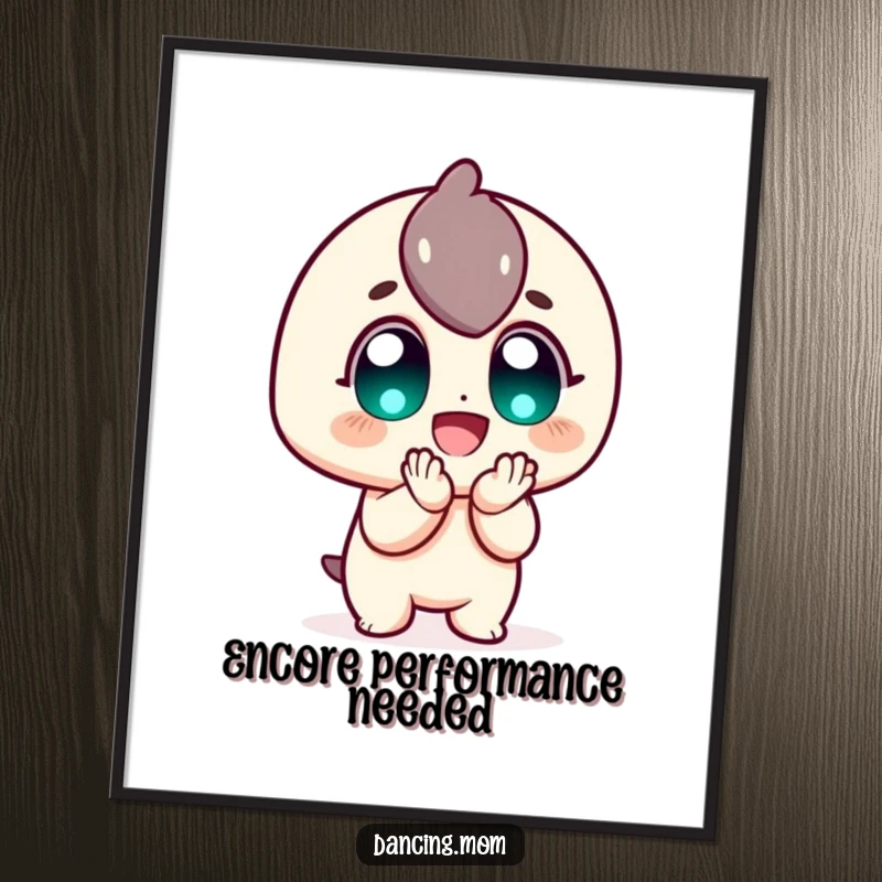 Funny Poster: Dynamic character clapping with wide, gleeful eyes, bringing infectious enthusiasm to any wall as a funny gift.