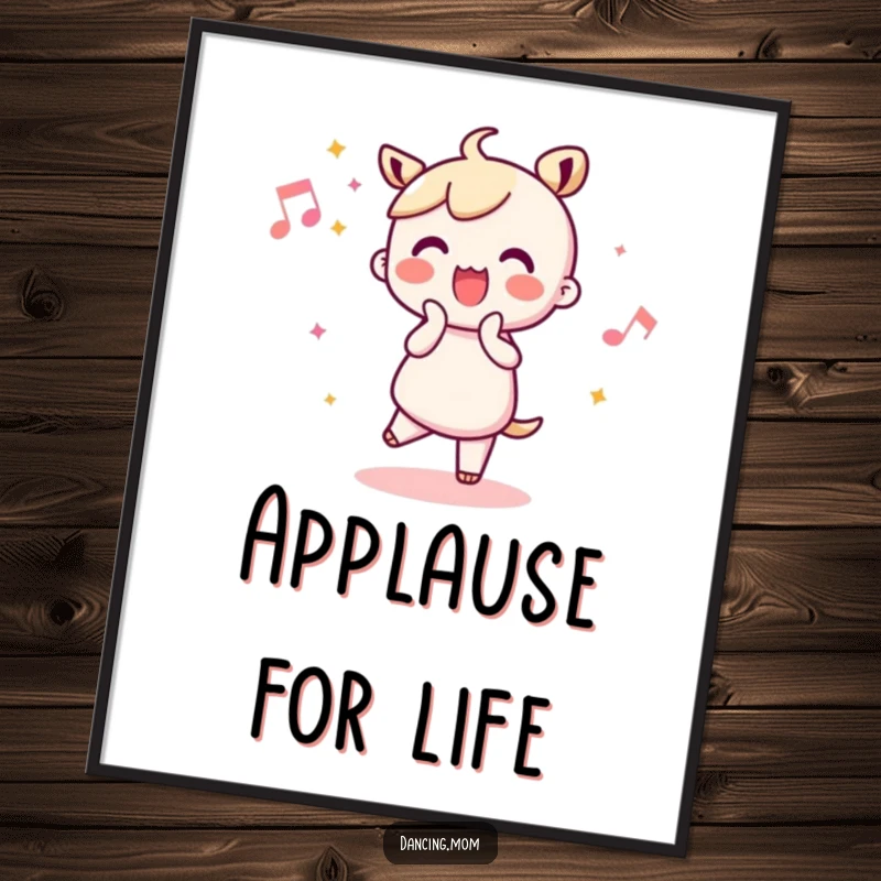 Funny Kawaii Dancer Poster: Cute character joyfully clapping along to a beat, bringing infectious humor as a funny gift.
