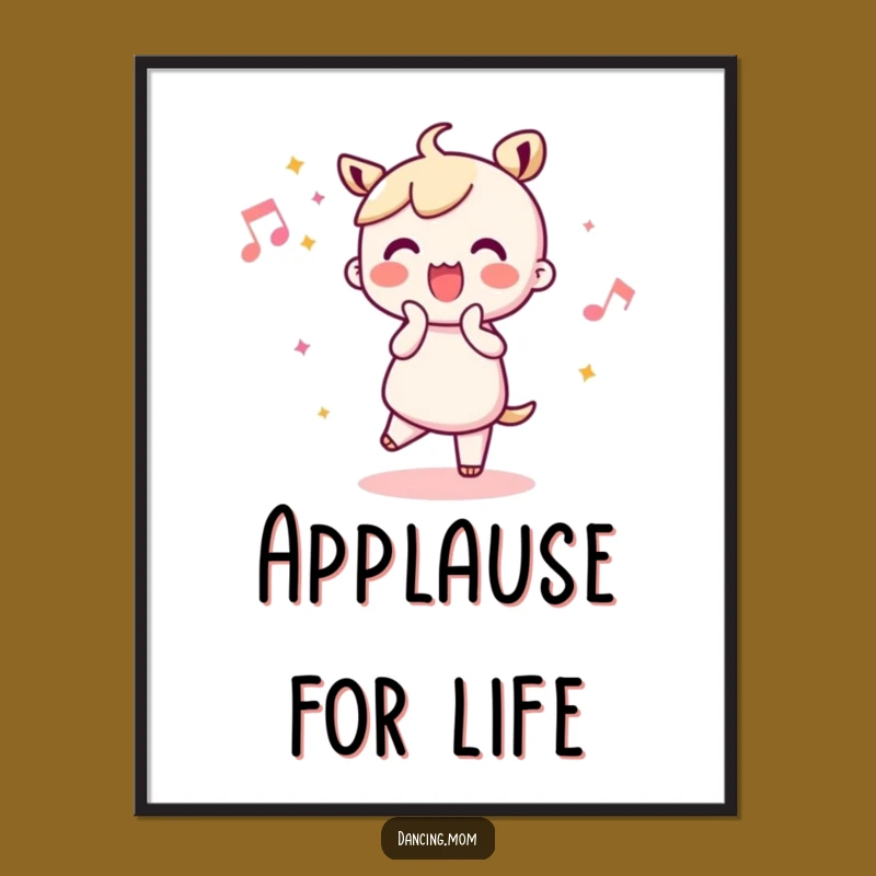 Funny Kawaii Dancer Poster: Joyful Clapping Beat - Uplifting Wall Art