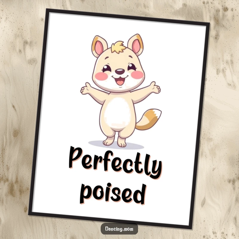 Funny animal character smiling and striking a dance pose, creating a charismatic and humorous art poster.