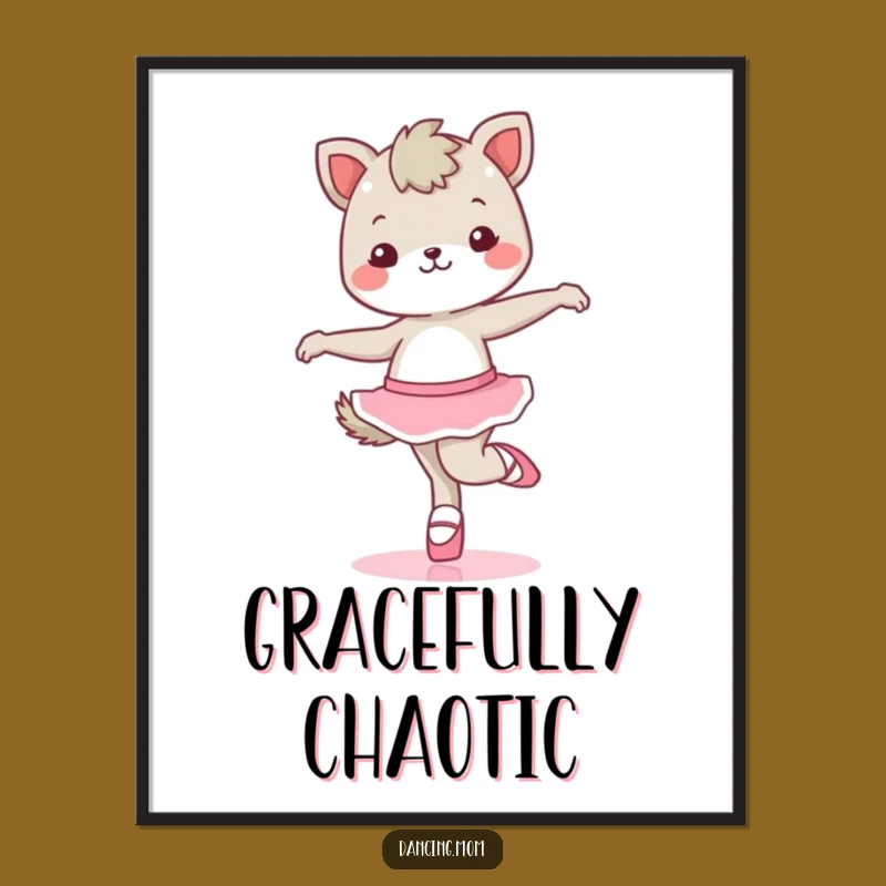 Funny Kawaii Dancing Animal Poster - Whimsical Ballet Art Print Gift