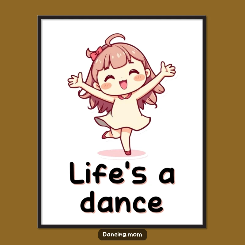 Funny Kawaii Dancer Poster: Energetic Pirouette Character Wall Art Gift