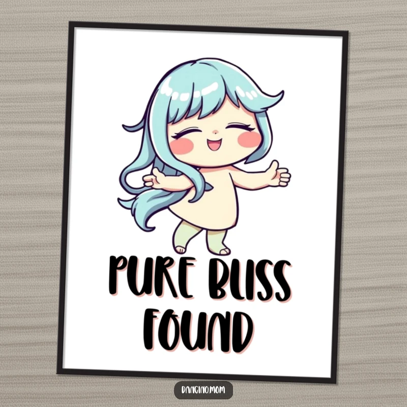 Funny poster print of a dancer with closed eyes and a gentle smile, deeply engrossed in the dance.