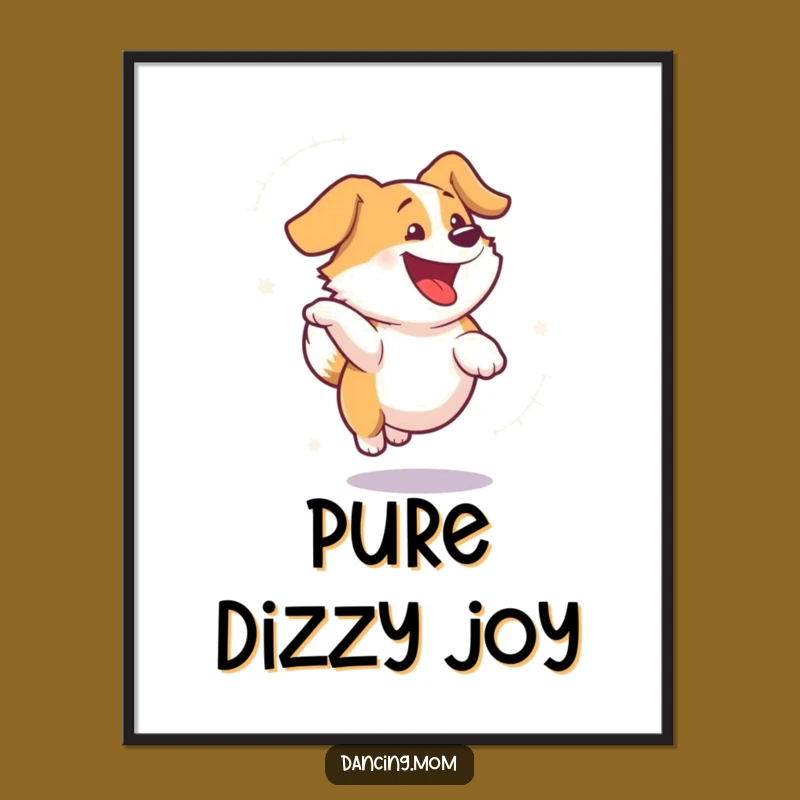 Funny Dog Spinning Poster: Vibrant Wall Art Capturing Pure Canine Ecstasy