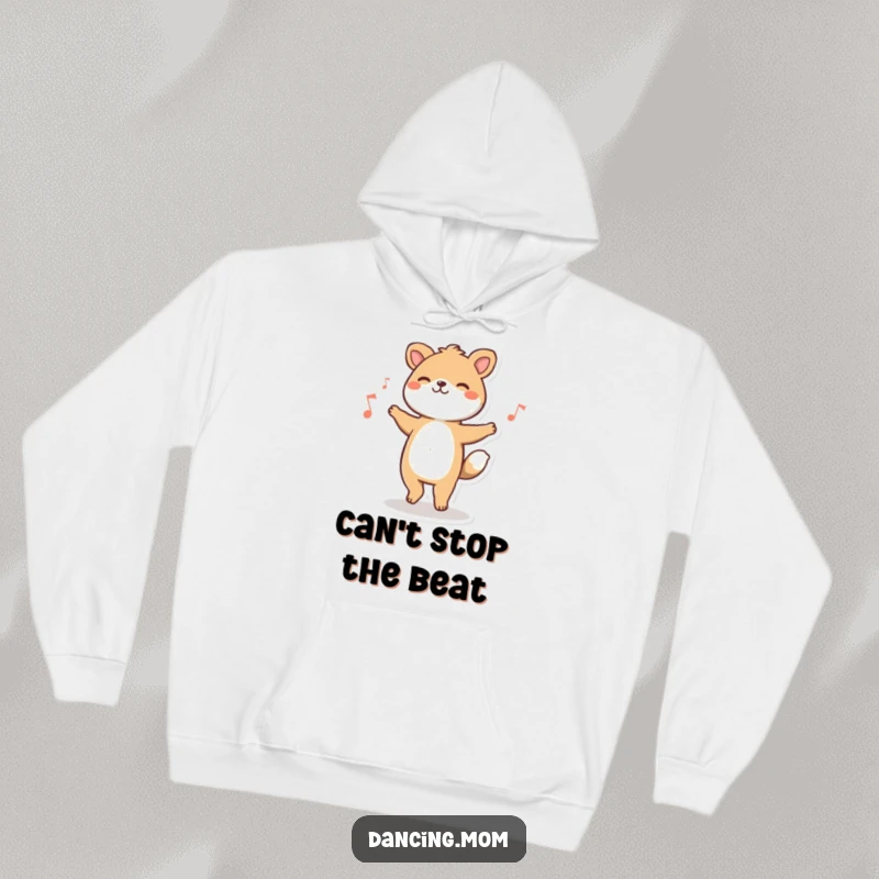 Funny animal character happily tapping its feet to music, printed on a soft and warm hoodie.
