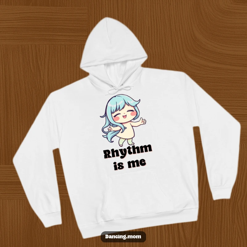 Funny hoodie featuring a peaceful dancer with eyes closed, smiling contentedly while lost in the rhythm.