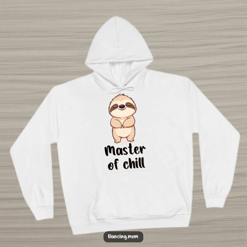 Funny Sloth hoodie featuring a content sloth grooving slowly with blissful closed eyes, offering warmth and humorous relaxation.