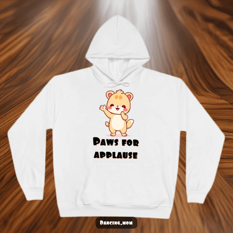 Funny hoodie with an excited animal enthusiastically clapping its paws, perfect for staying warm while spreading joy.
